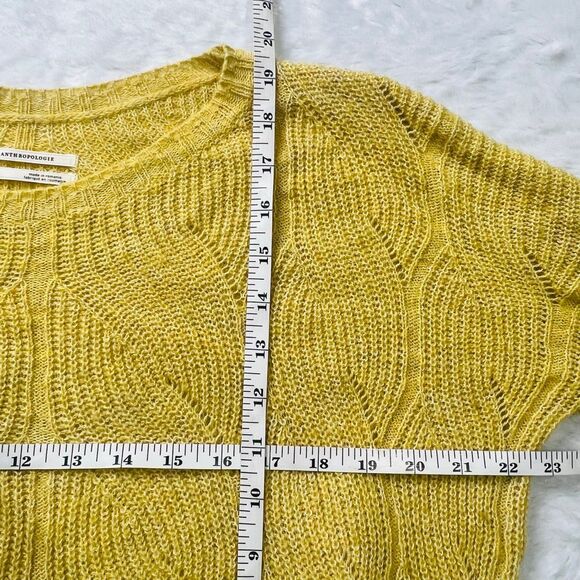 Anthropologie Womens Yellow Keely Cable Knit Wool Blend Pullover Sweater Size XS - Picture 10 of 10